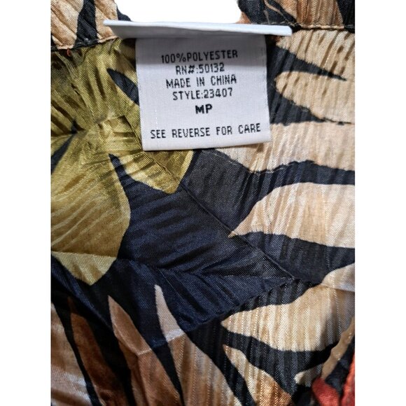 BonWorth Tropical Blouse Multicolor Floral 3/4 Sleeve Button Up Medium Petite - Picture 6 of 7